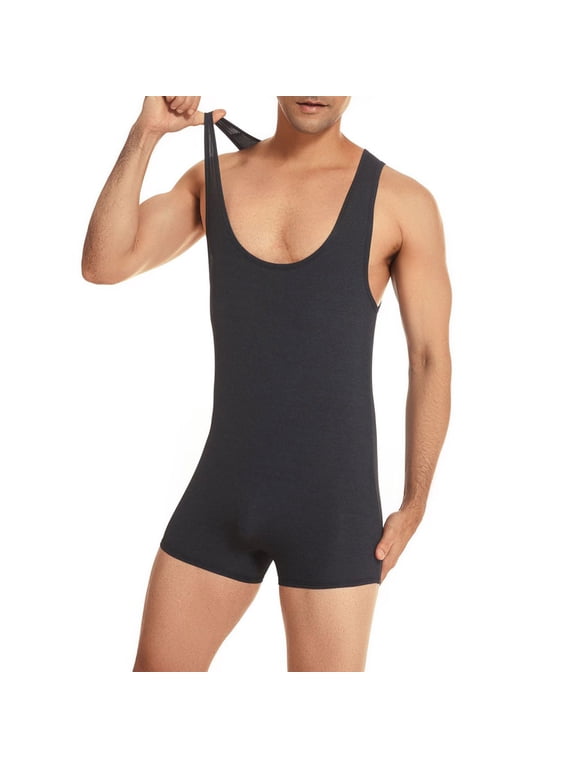 Mens Cooling Bodysuit Tank Tops Boxer Briefs Singlet Stretch Underwear Sleeveless Wrestling Leotard Bulge Pouch Gym Romper