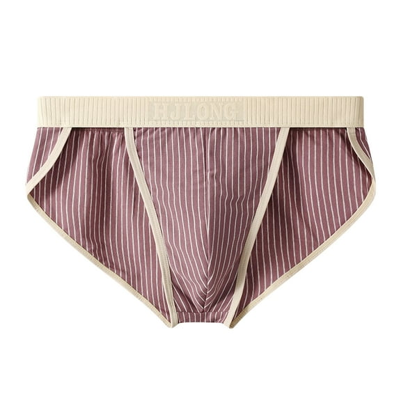 Hfnxid Mens Cotton Boxer Briefs,Men Casual Stripe Sexy Breathable Low Waist Sports Underwear Briefs Pants