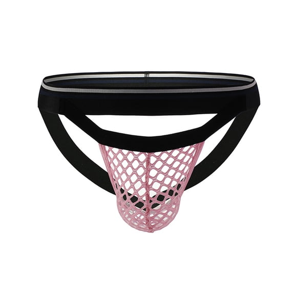 Hfnxid Mens Cotton Fishnet Jockstrap Athletic Supporter Breathable Open Mesh Bulge Pouch Underwear Low Rise Workout Sport Briefs Straps