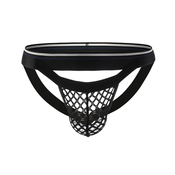 Hfnxid Mens Cotton Fishnet Jockstrap Athletic Supporter Breathable Open Mesh Bulge Pouch Underwear Low Rise Workout Sport Briefs Straps