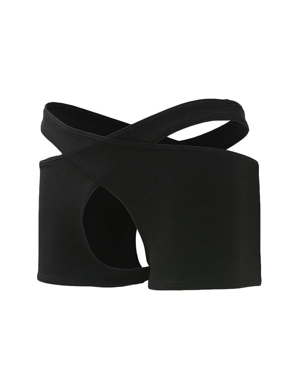 Mens Cutout Cross Wrap Boxer Briefs Low Rise Underwear Open Front Trunks Elastic Waist Breathable Cheeky Shorts Clubwear Underpants