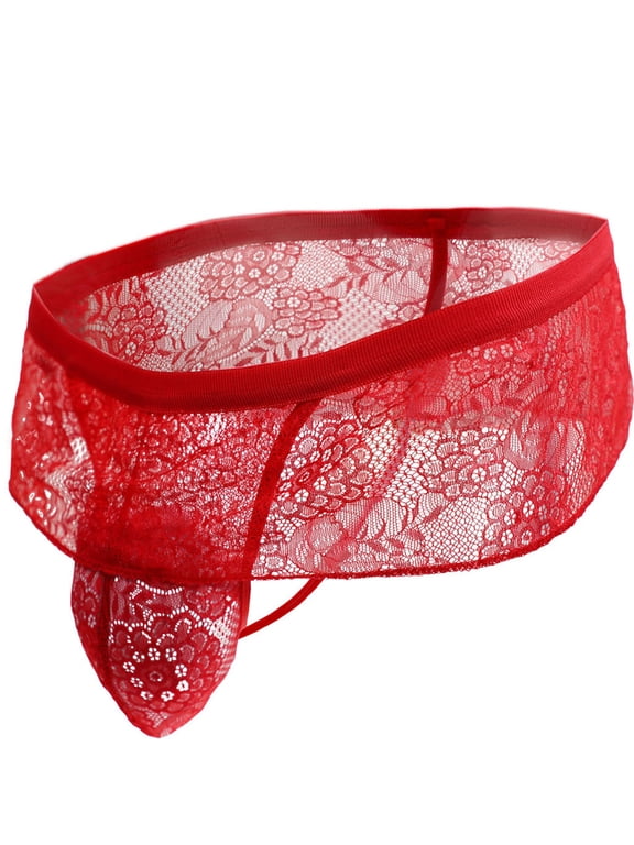 Mens Floral Lace Bulge Pouch Underwear Low Rise Triangle Briefs Breathable Jockstrap Panties Crossdress Exotic Lingerie Bikini