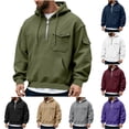 thumbnail image 1 of Hfnxid Mens Half Zip Hoodies Loose Long Sleeve Sweatshirts Pockets 1/4 Zipper Casual Sweatshirt Fashion Fall Pullover Black,L, 1 of 6