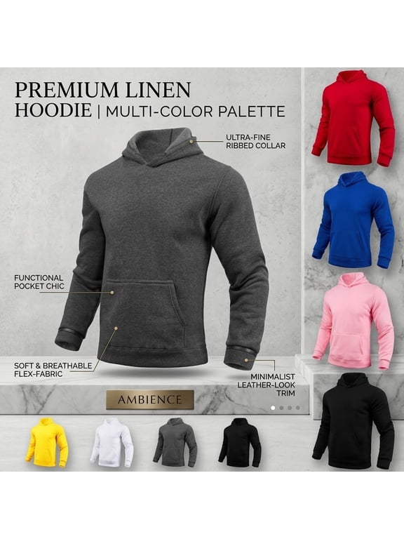 Hfnxid Mens Hooded Sweatshirt Casual Long Sleeve Hoodies Drawstring Workout Pullover with Pockets Pink XL