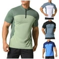 thumbnail image 1 of Hfnxid Mens Quick Dry Shirt Lightweight Color Block Short Sleeve Shirt Stretch Zipper Sports Shirts Moisture Wicking Athletic Gym Running Tops White S, 1 of 6