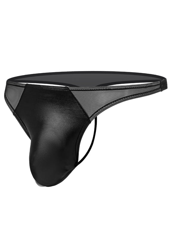 Mens Sheer Mesh Patchwork Thongs Underwear Low Rise Bulge Pouch G-String T-Back Cooling Bikini Tangas Breathable Underpants Briefs