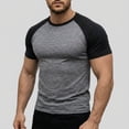 thumbnail image 1 of Hfnxid Mens Shirt Raglan Short Sleeve Shirt Slim Fit Lightweight Workout T Shirts Crewneck Baseball Color Block Shirt Gray XXL, 1 of 6