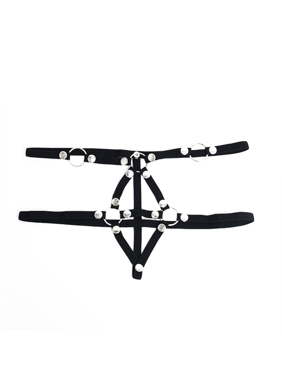 Mens Strappy Hollow-Out Thongs Metal O-Ring Caged G-String Exotic Male Lingerie Low Rise Open Front Bulge T-Back Underwear
