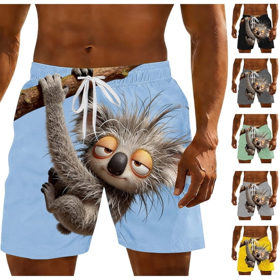 Hfnxid Mens Swim Trunks Quick Dry Swimming Shorts Lightweight Elastic Waist Trouser Summer Casual Workout Beach Trouser with Drawstring Blue XXXXL