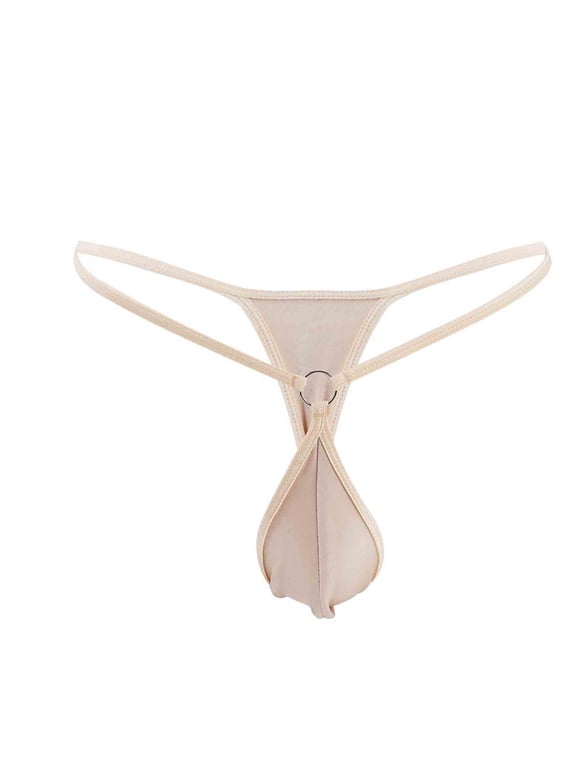 Mens Thong Underwear Low Rise T-Back G-String Bikini Briefs with O-Ring Bulge Pouch Quick Dry Stretchy Breathable Underpants