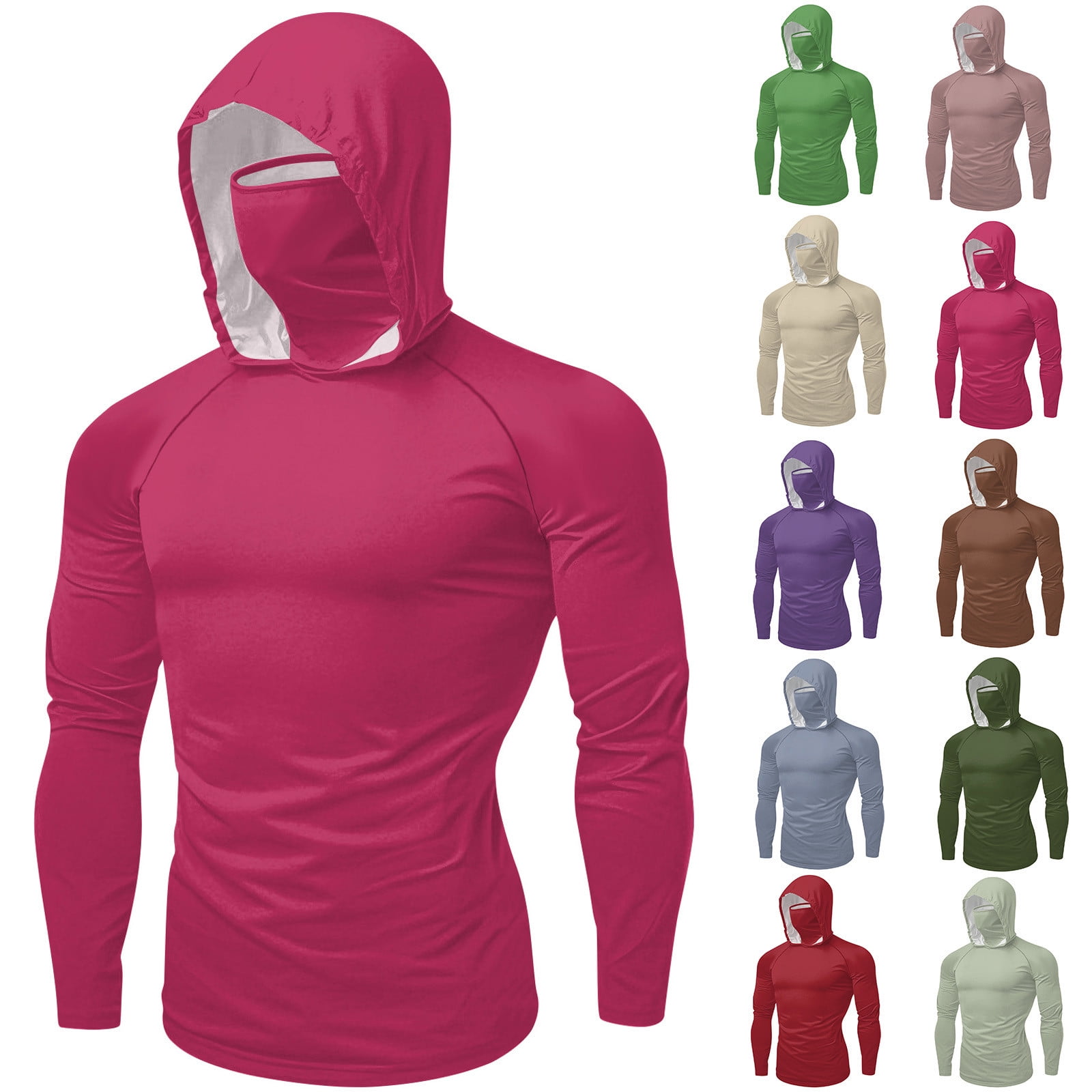 Hfnxid Mens Women Sun Protection Top Plus Size Slim Fit Long Sleeve ...