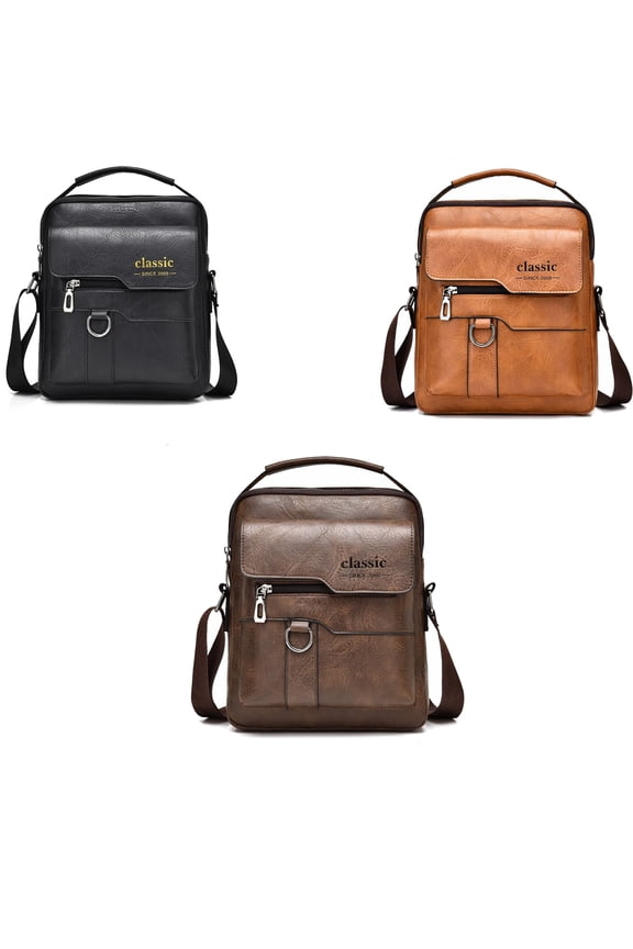 Messenger Bag for Men Crossbody Shoulder Purse Small Vintage PU Leather Satchel Pouch Side Crossover Handbag