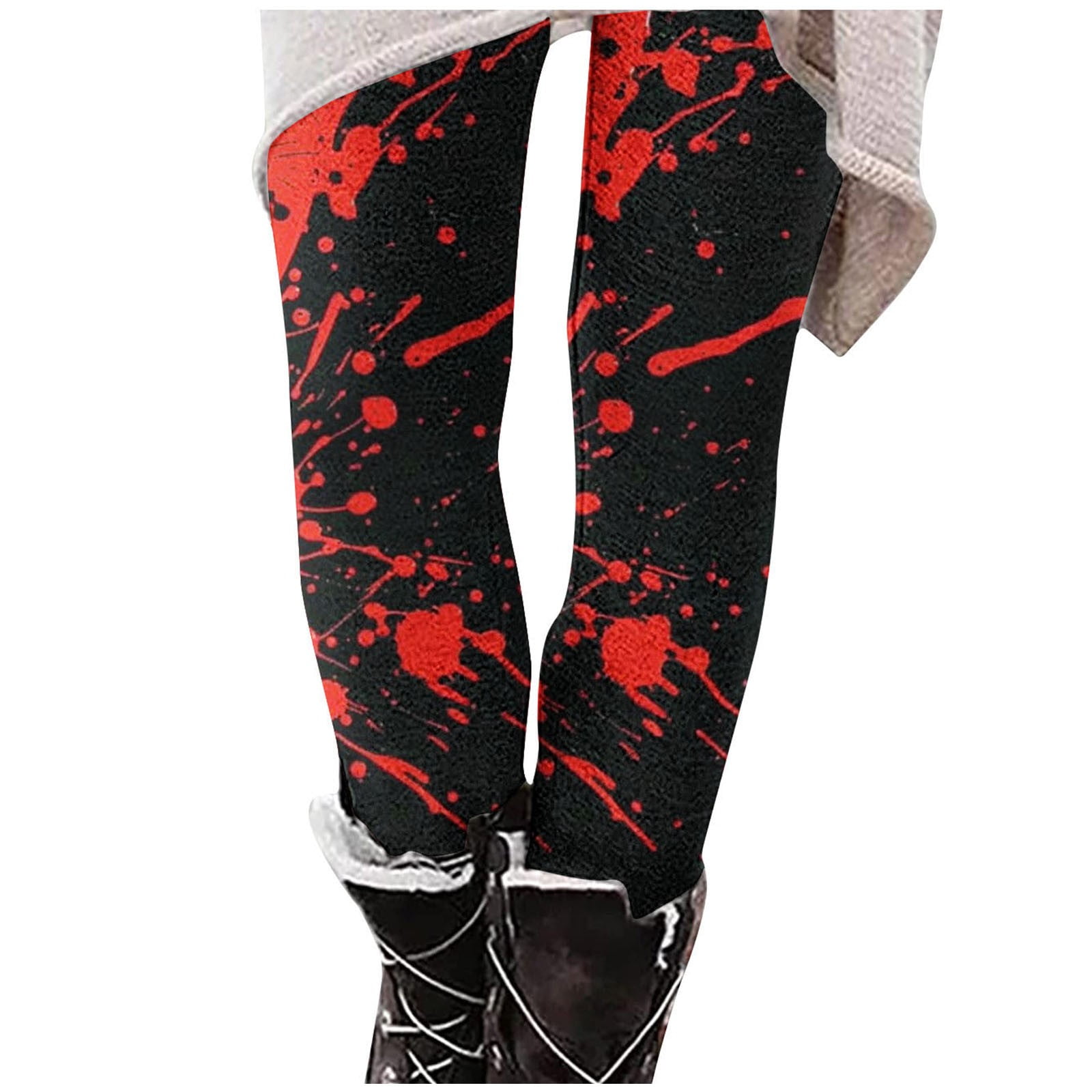 Hfnxid Novelty Blood Splatter Legging for Womens Print Bloody Stretch