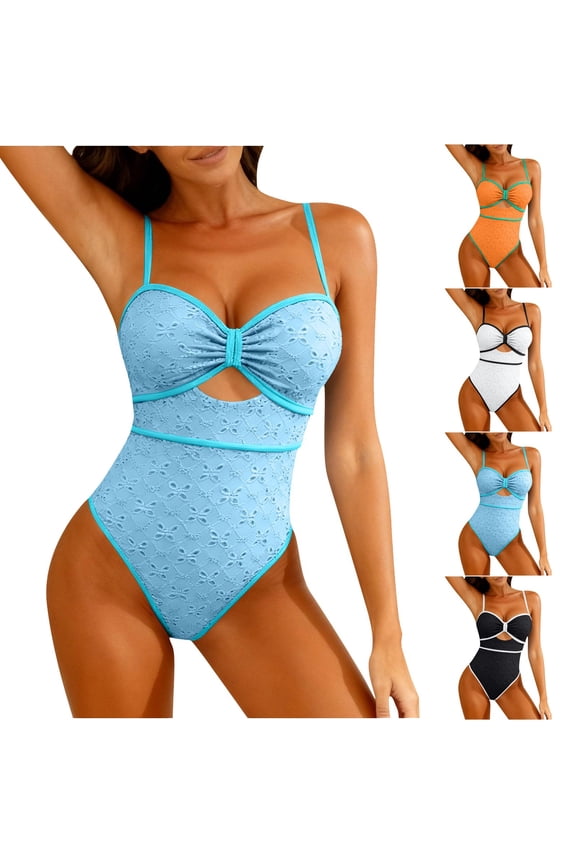 Hfnxid One Piece Swimsuit for Women High Waisted Tummy Control Bathsuit Lightweight Ruched Bathing Suit Summer Cutout Swim Suits Orange XL