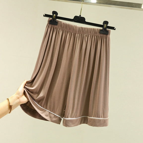 Hfnxid Pajama Shorts Women,Women's Large Size Solid Color Plus Home Pants Thin Casual Five Quarter Pants Sleeping Pants