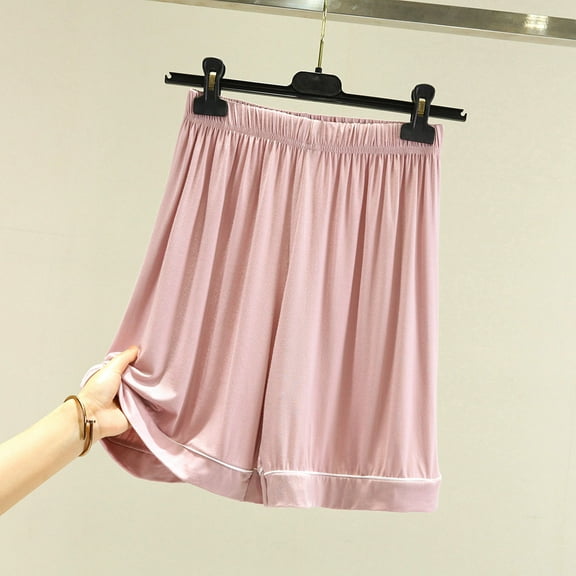 Hfnxid Pj Shorts for Women,Women's Large Size Solid Color Plus Home Pants Thin Casual Five Quarter Pants Sleeping Pants