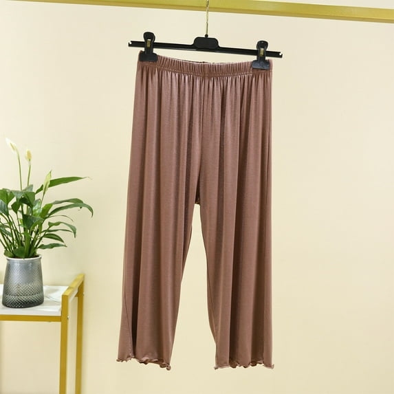 Hfnxid Pj Shorts for Women,Women's Solid Color Plus Home Pants Thin Casual Quarter Pants Sleeping Pants