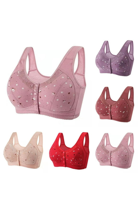 Hfnxid Plus Size Underwire Bras for Women Push Up Hide Back Fat Smoothing Bra Soft Breathable Daily Bralette Fashion Light Support Seamless Bralettes Red 85B