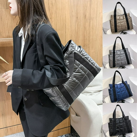 Hfnxid Puffer Bags for Women, Puffy Quilted bags with Zipper,Tote bags Shoulder Travel Beach Handbags