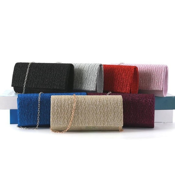 Hfnxid Sequin Pleated Clutch Elegant Evening clutch with Detachable Chain,Wedding,Cocktail Prom Handbag for Women