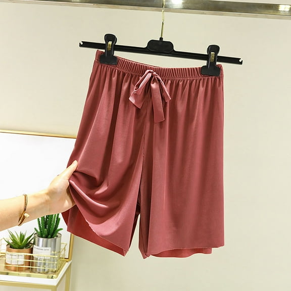 Hfnxid Sleep Shorts Women plus size Women's Solid Color Plus Home Pants Thin Casual Five Quarter Pants Sleeping Pants