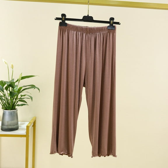 Hfnxid Sleep Shorts Women plus size Women's Solid Color Plus Home Pants Thin Casual Quarter Pants Sleeping Pants