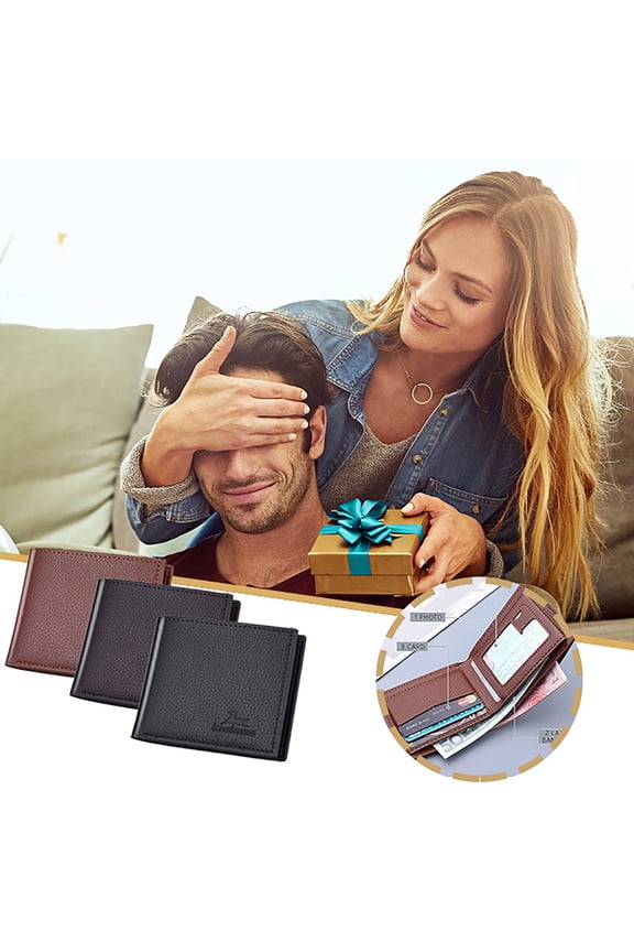 Slim Wallet for Men with Coin Purse, Minimalist Wallet with Zipper, Bifold Mens Wallets with Credit Card Holder, PU Leather Men's Wallet with Money Clip
