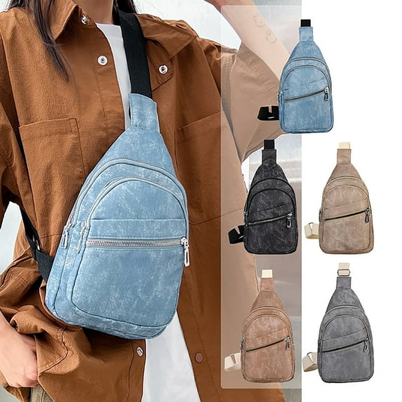 Hfnxid Sling Bag for Women Men Crossbody Purse PU Leather Chest Bag Fashionable Trendy Travel Fanny Pack
