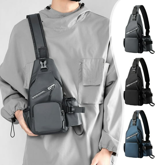 Hfnxid Sling Bags Chest Shoulder Backpack Men Crossbody Bags Cover Pack Rucksack Crossbody Bag for Travel Hiking Bicycle Sport Gym Daypacks with water bottle holder Waterproof Black