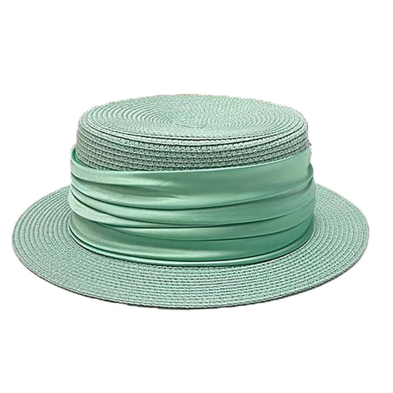 Hfnxid Straw Sun Hat Wide Brim Panama Boater Hat for Women Lightweight Summer Beach Hat for Vacation