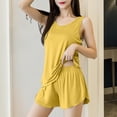 thumbnail image 1 of Hfnxid Summer Pajamas for Women Set Women Solid Color Sleeveless Camisole Elastic Waist Shorts Pajama Set, 1 of 5