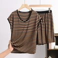 thumbnail image 1 of Hfnxid Summer Pajamas for Women Set Women's Casual Loose Stripe Round Neck Short Sleeved Shorts Pajamas Suit, 1 of 3