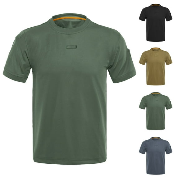 Hfnxid T-Shirts for Men Lightweight Crewneck Short Sleeve Shirt Solid Color Breathable Basic Top Casual Stretchy Going Out Workout Tees Black L