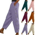thumbnail image 1 of Hfnxid Wide Leg Pants for Women High Elastic Waist Workout Pant Drawstring Lightweight Breathable Trouser Summer Casual Straight Leg Slacks with Pockets Orange XXL, 1 of 7