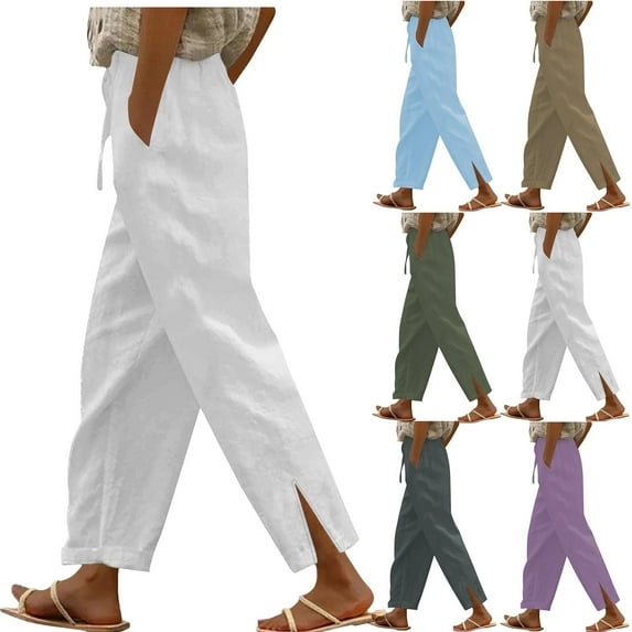 Hfnxid Wide Leg Sweatpants for Women Elastic Waist Baggy Capri Pants Lightweight Breathable Drawstring Trouser Summer Casual Soft Athletic Pants with Pockets Light Blue XXXL