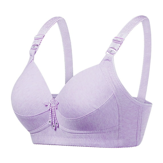 Hfnxid Women Bras Under $ 5.00,Women's Plus Size Bra,Casual Sexy Lace Front Button Shaping Cup Shoulder Strap Underwire Bra Plus Size Extra-Elastic Wirefree