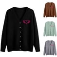 thumbnail image 1 of Hfnxid Women Cardigan Sweaters Lightweight Long Sleeve Open Front Cardigans Embroidered Knit Sweater Button Up V Nek Coat Green M, 1 of 6