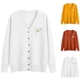 thumbnail image 1 of Hfnxid Women Cardigan Sweaters Lightweight Long Sleeve Open Front Cardigans Embroidered Knit Sweater Button Up V Nek Coat Yellow XL, 1 of 6