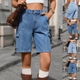 thumbnail image 1 of Hfnxid Women Cargo Capri Pants Lightweight High Waisted Capris Jean Pant Stretchy Loose Fit Denim Pant Summer Casual Outdoor Vacation Trouser Light Blue L, 1 of 8