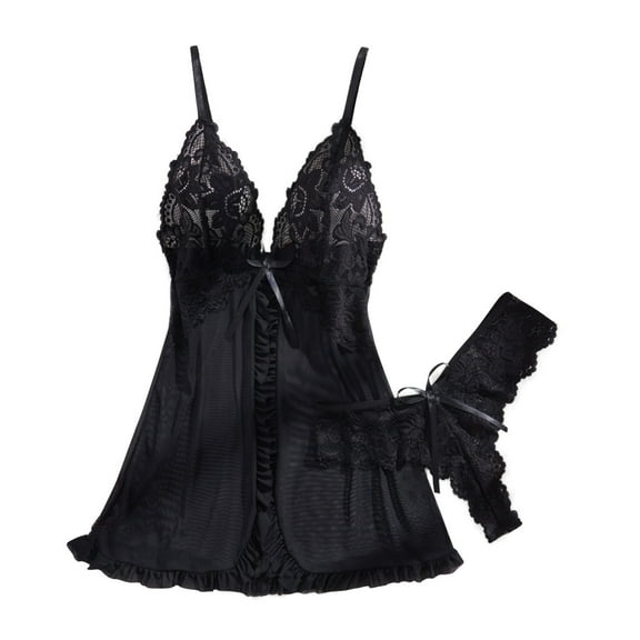 Hfnxid Women Lace Underwire Bra Lingerie Dress Mesh Chemise with Nightgown