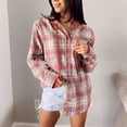 thumbnail image 1 of Hfnxid Women Plaid Hooded Shirt Drawstring Flannel Sweatshirt Hoodie Jacket Casual Button Down Long Sleeve Blouse Tops With Pockets, 1 of 6