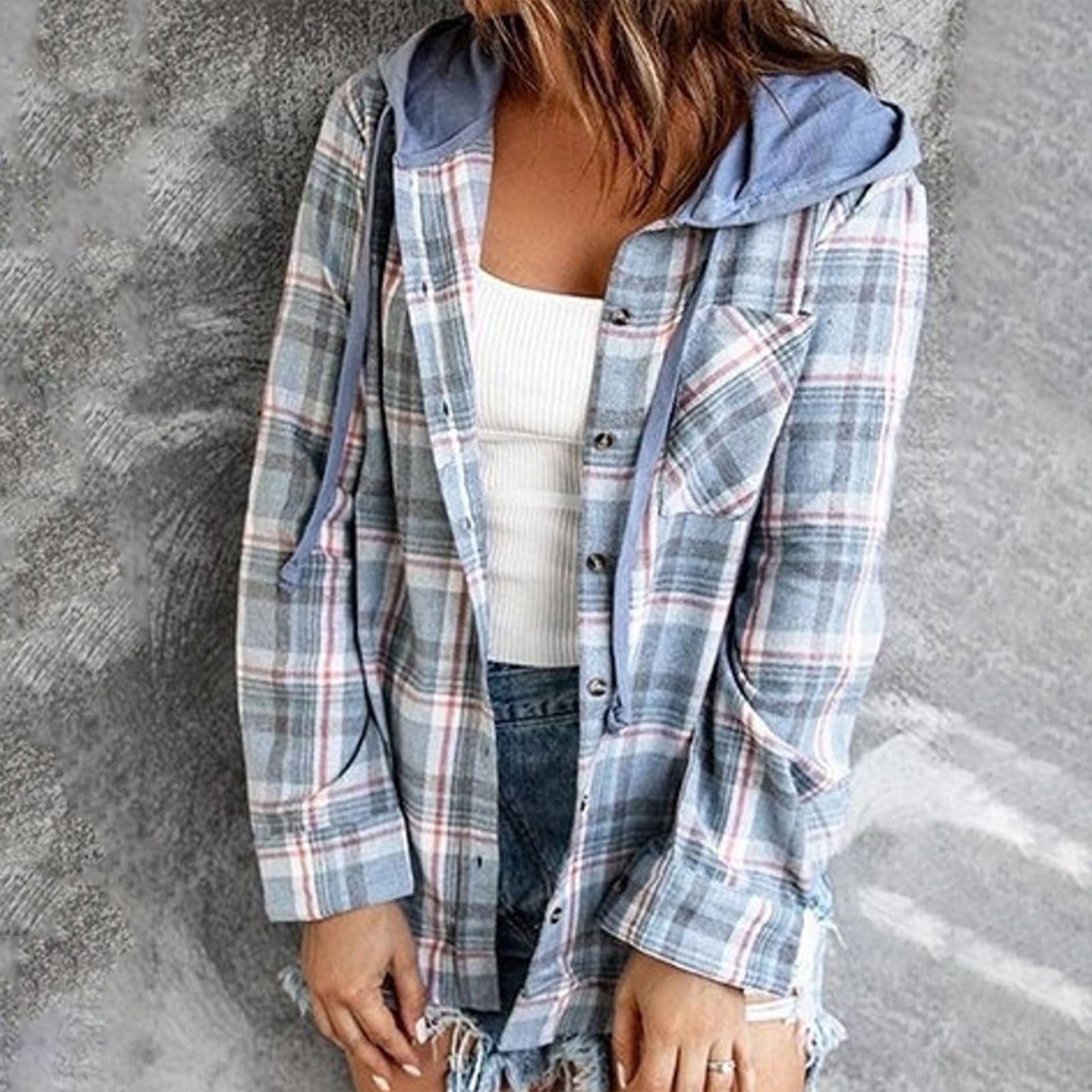 FLONIFY Plaid Printed Single-Breasted Long Sleeve Woolen Jacket, Suitable For Autumn And Winter