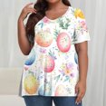 thumbnail image 1 of Hfnxid Women Plus Size Easter Top Floral Bunny Graphic T-Shirts Fashion Loose Fit Short Sleeve Shirt Holiday Beach Vacation Casual Tops Multicolor XXL, 1 of 6