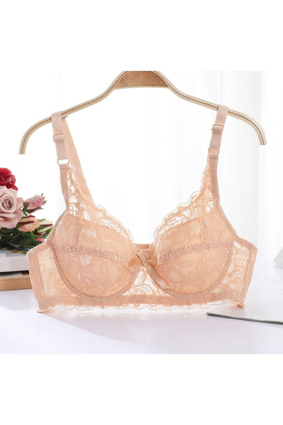 Women Comfy Lace Bra Non Padded Underwire Unlined Bra Full Coverage Plus Size Lace Bralette