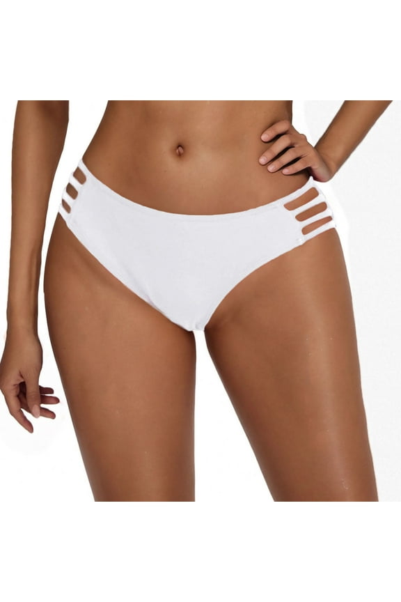 Women Strappy Bikini Bottoms Full Coverage Bathing Suit Swim Low Rise Cutout Swimsuit Bottom