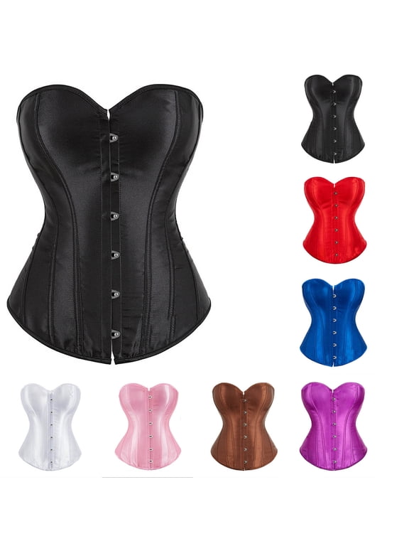 Hfnxid Women's Corset Tops Plus Size Tummy Control Bustier Push Up Waist Cincher Shapewear Top Evening Party Overbust Bustiers Red S
