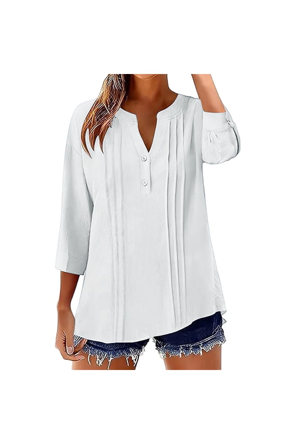 Hfnxid Women's Cotton Linen Top Crew Neck Front Bow Sleeveless Tank Tops Summer Fashion Loose Fit Shirt Vocation Flowy Ruffle Blouses-White