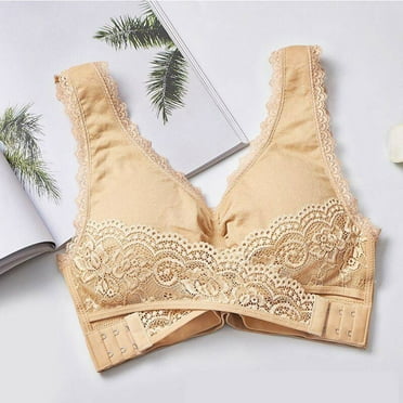 Hfnxid Women's Daily Bra, Push Up Bras No Underwire High Support Front Closure Front Snaps Full Coverage Easy Close Sports Bras