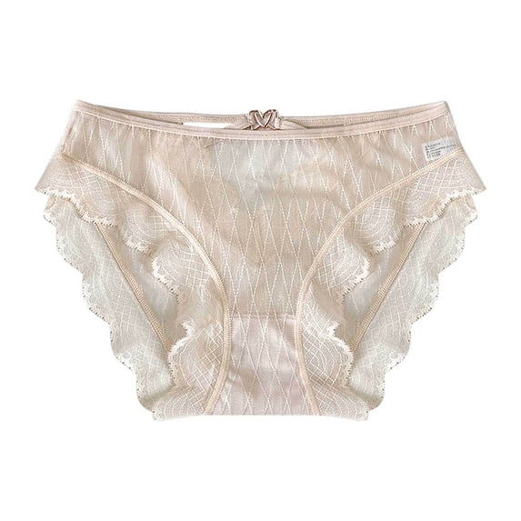 Hfnxid Women's Mid-waist Underwear Seamless Ice Silk Full Coverage Panties Lace Briefs