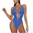 thumbnail image 1 of Hfnxid Women's Open Crotch Low Back Bodysuit Lace Embroidery Underwear for Women, 1 of 6